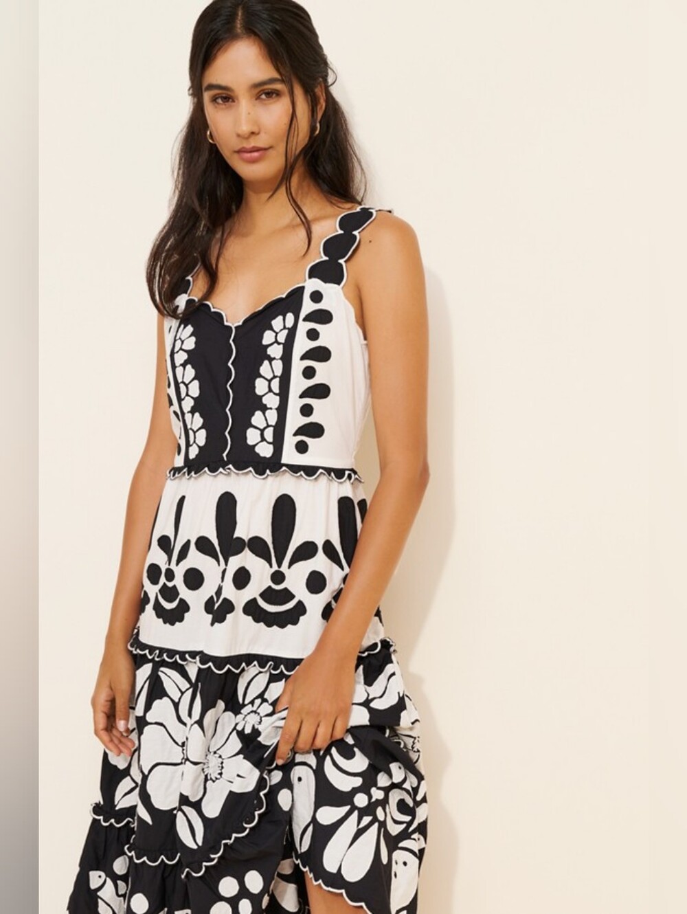 Farm Rio Tiered Floral Midi Dress - Picture 2 of 8